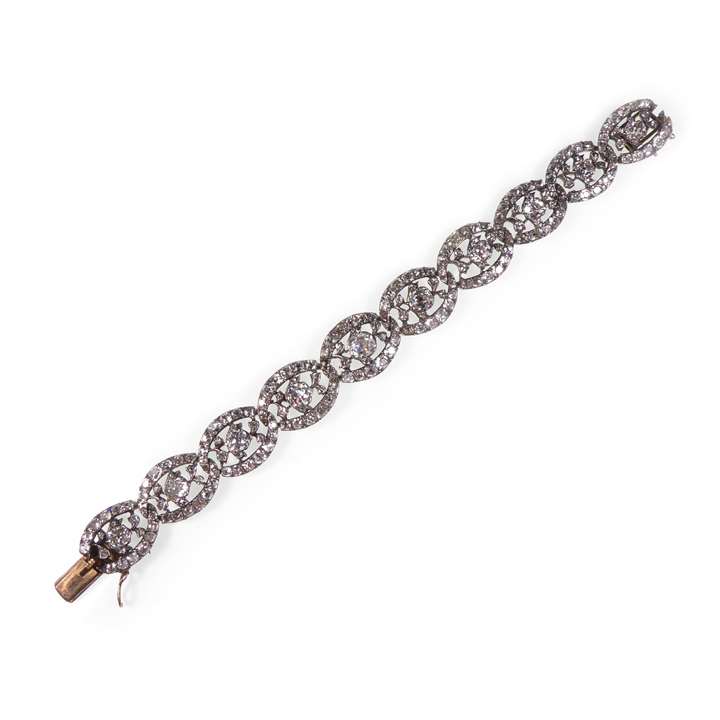 Diamond oval link cluster bracelet
